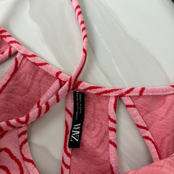 Zara Pink and Red Patterned Dress - Picture 3 of 3